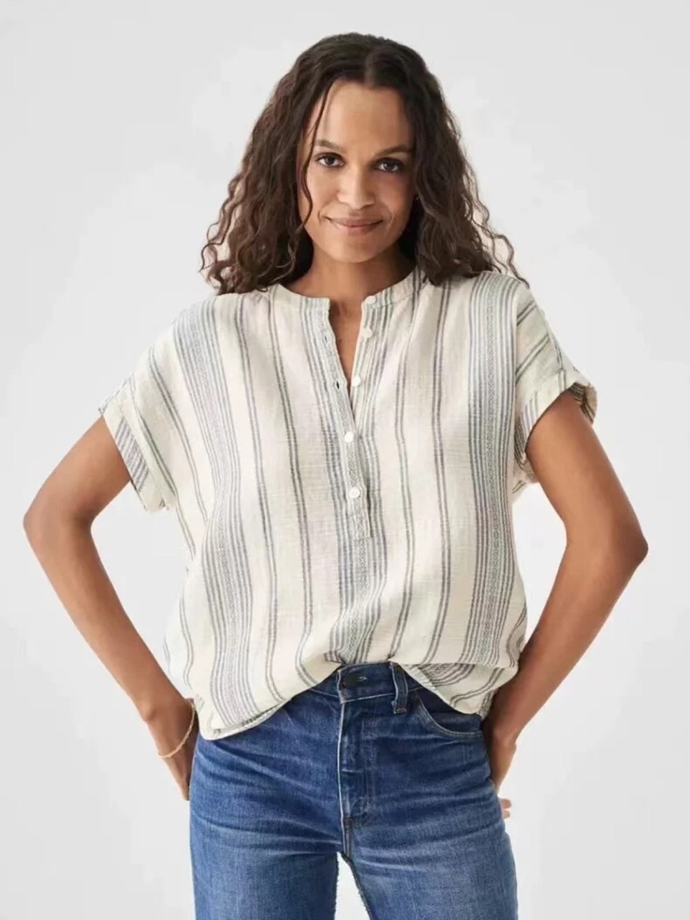 Faherty Dream Cotton Gauze Desmond Top